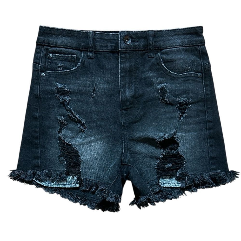 Ariya Black Distressed Jean Shorts